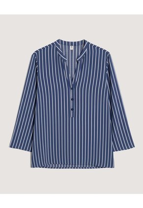 Blusa Basica Manga ¾ Para Mujer Azul Ostu