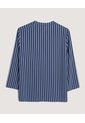 Blusa Basica Manga ¾  Para Mujer Azul Ostu de Ostu