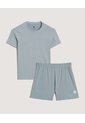 Pijama Estampada Con Short  Infantil Niña Gris Ostu de Ostu