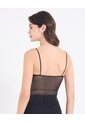 Body Brillante Con Escote Cuadrado  Para Mujer Negro Ostu de Ostu