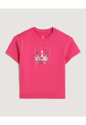 Camiseta Infantil Niña Manga Corta Cuello Redondo Color Fucsia Marca Ostu #90090345