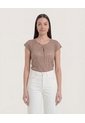 Camiseta Textura Floral  Para Mujer Café Ostu de Ostu