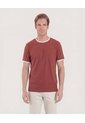 Camiseta Manga Corta Con Contrastes  Para Hombre Café Ostu de Ostu
