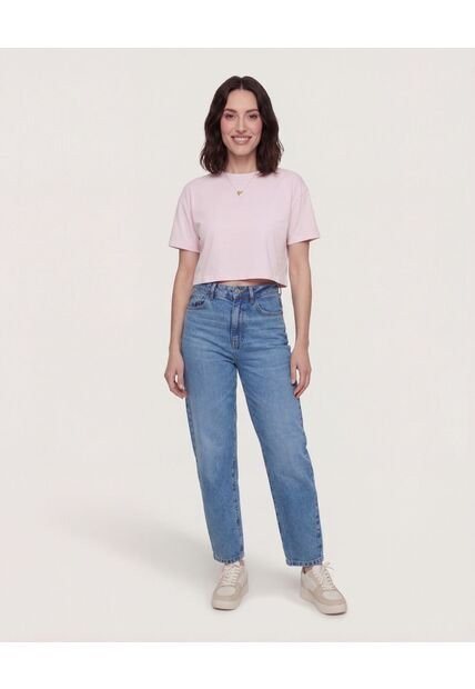 Camiseta  Para Mujer Crop Top Manga Corta Color Rosa Marca Ostu #40098233