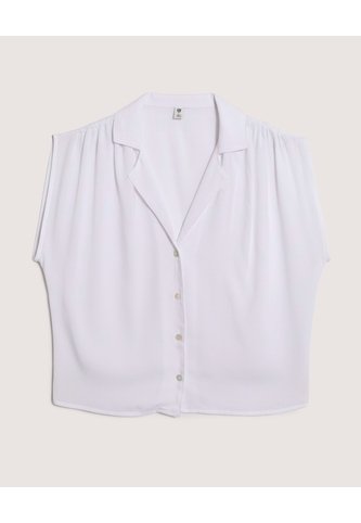 Camisa Manga Sisa Con Recogido  Para Mujer Blanco Ostu Ostu