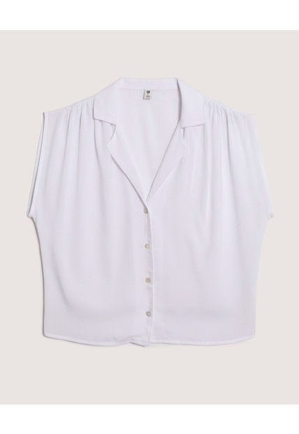 Camisa Manga Sisa Con Recogido  Para Mujer Blanco Ostu