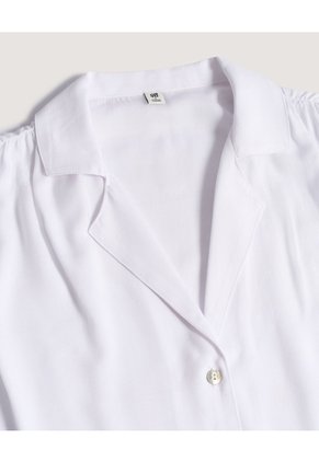 Camisa Manga Sisa Con Recogido Para Mujer Blanco Ostu