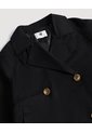 Chaqueta Trench Corta Doble Botón  Para Mujer Negro Ostu de Ostu