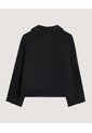 Chaqueta Trench Corta Doble Botón  Para Mujer Negro Ostu de Ostu