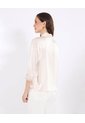 Blusa Manga Larga Con Corbatero  Para Mujer Beige Ostu de Ostu