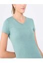 Camiseta Para Mujer Manga Corta Cuello V Color Verde  Marca Ostu #40092389 de Ostu