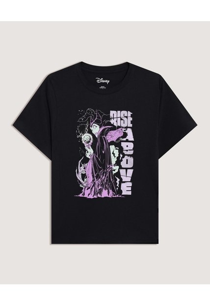 Camiseta Manga Corta Villana Disney  Para Mujer Negro Ostu
