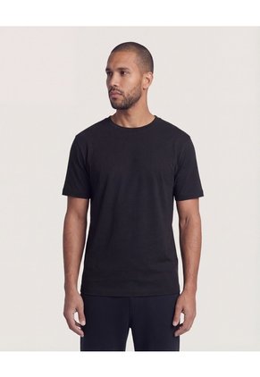 Camiseta Regular Fit Texturizada Para Hombre Negro Ostu