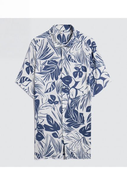 Camisa Para Hombre Manga Corta Sin Bolsillo Cuello Abierto Color Azul Oscuro Marca Ostu #60010784