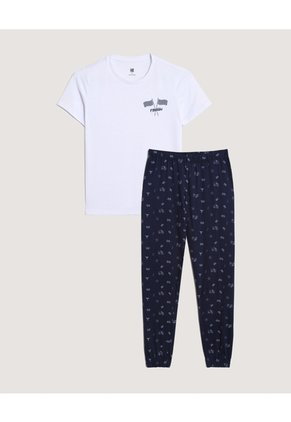 Pijama Screen Con Pantalón Infantil Niño Blanco Ostu
