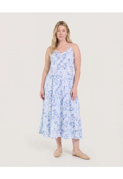 Vestido Largo  Para Mujer Azul Ostu