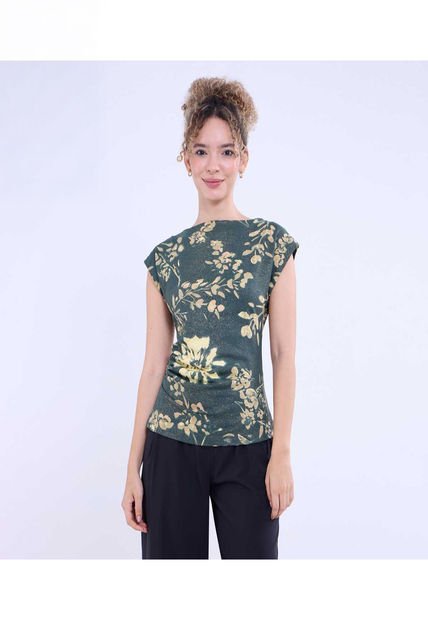 Camiseta Para Mujer Manga Sisa Color Verde  Marca Ostu #40092299