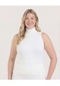 Camiseta Cuello Alto Acanalada  Para Mujer Crema Ostu de Ostu