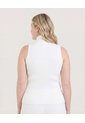 Camiseta Cuello Alto Acanalada  Para Mujer Crema Ostu de Ostu