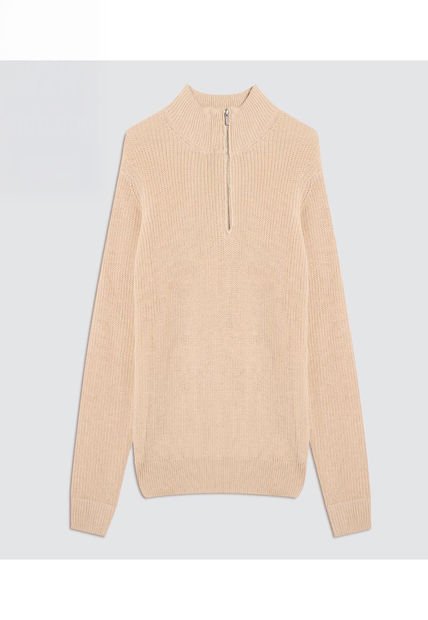Saco Para Hombre Cuello Alto O Cuello Tortuga Color Beige Marca Ostu #60330045