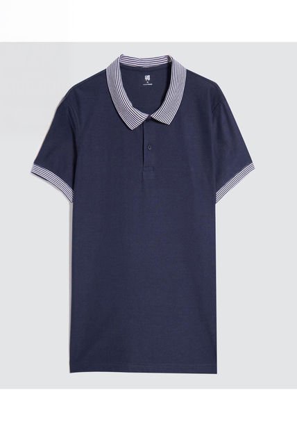 Polo Para Hombre Cuello Tejido Sin Bolsillo Color Azul  Marca Ostu #60110751