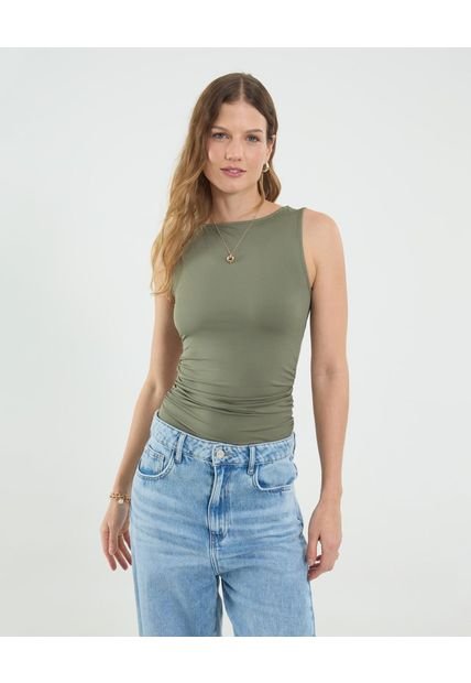 Camiseta Para Mujer Manga Sisa Cuello Redondo Color Verde Marca Ostu #40092514