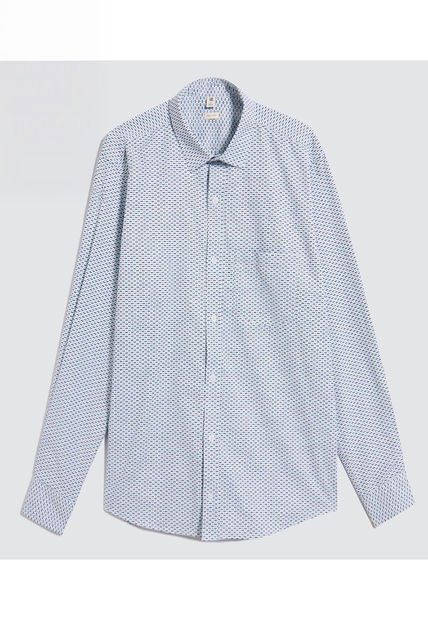 Camisa Para Hombre Manga Larga Con Bolsillo Cuello Casual M Color Azul Claro Marca Ostu #60010792