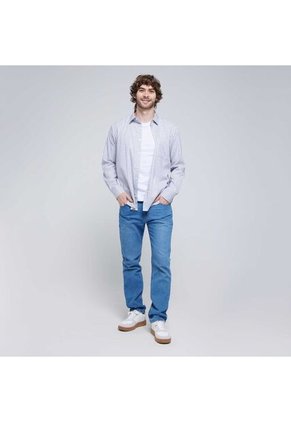 Camisa Para Hombre Manga Larga Con Bolsillo Color Gris  Marca Ostu #60010669