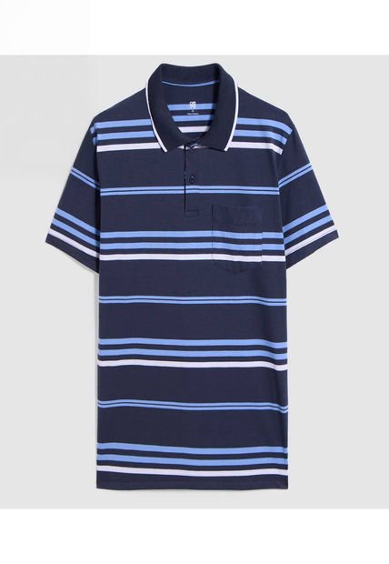 Polo Para Hombre Cuello Tejido Con Bolsillo Color Azul  Marca Ostu #60110718