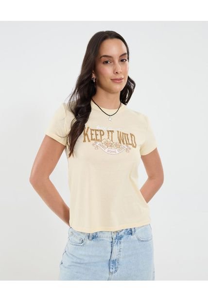 Camiseta Para Mujer Manga Corta Cuello Redondo Color Amarillo Marca Ostu #40092510