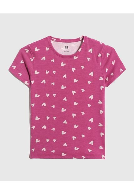 Camiseta Infantil Niña Manga Corta Cuello Redondo Color Morado Marca Ostu #90090298
