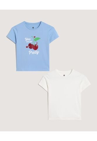 Camiseta X2 Infantil Niña Manga Corta Cuello Redondo Color Surtido Marca Ostu #90090332 Ostu