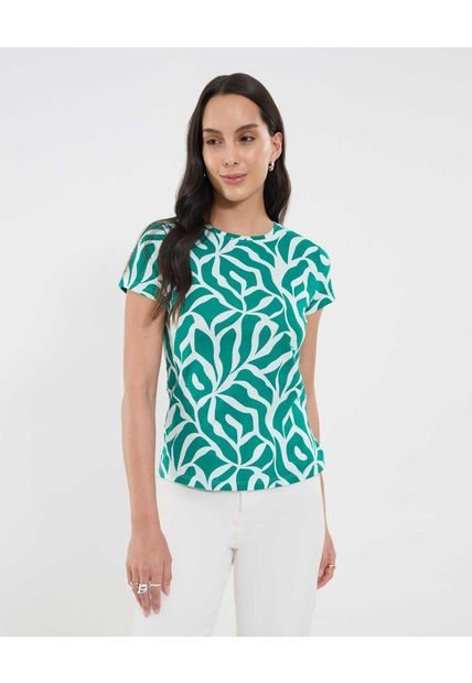 Camiseta Para Mujer Manga Corta Cuello Redondo Color Verde Marca Ostu #40092427