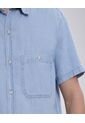 Camisa Para Hombre Manga Corta Con Bolsillo Color Azul Claro Marca Ostu #60010733 de Ostu