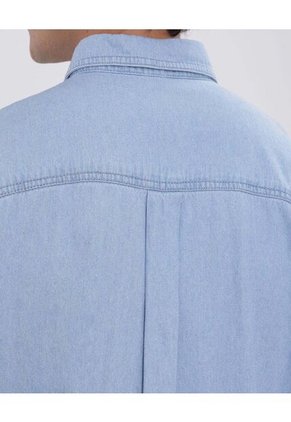 Camisa Para Hombre Manga Corta Con Bolsillo Color Azul Claro Marca Ostu #60010733