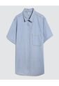 Camisa Para Hombre Manga Corta Con Bolsillo Color Azul Claro Marca Ostu #60010733 de Ostu