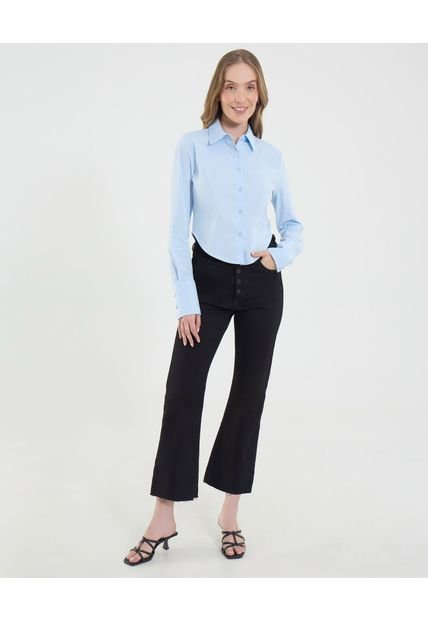 Camisa Para Mujer Manga Larga Color Celeste Marca Ostu #40010310