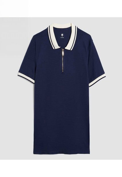 Polo Para Hombre Cuello Tejido Sin Bolsillo Color Azul  Marca Ostu #60110710
