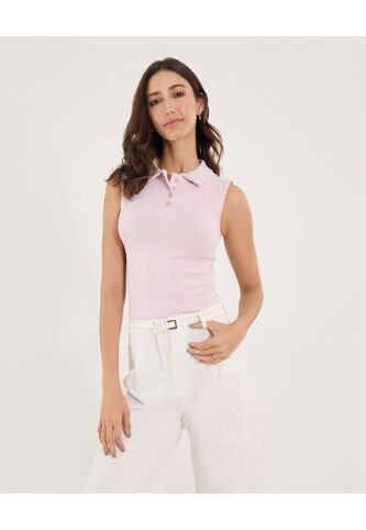 Polo Para Mujer Manga Sisa Color Rosa Marca Ostu #40110185 Ostu
