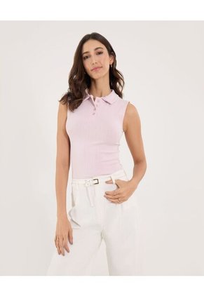 Polo Para Mujer Manga Sisa Color Rosa Marca Ostu #40110185