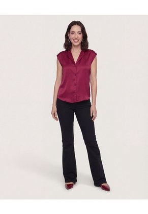 Camisa Satinada Sin Mangas  Para Mujer Vino Ostu
