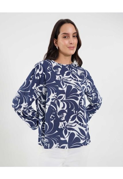 Blusa Para Mujer Manga 3/4 Color Azul Marca Ostu #40121210