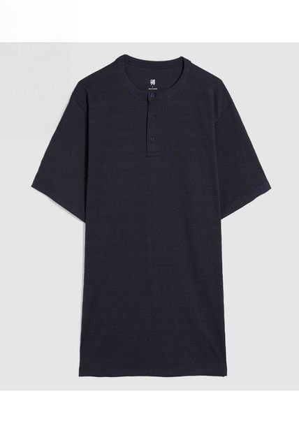 Camiseta Para Hombre Manga Corta Cuello Henley Color Azul  Marca Ostu #60091535