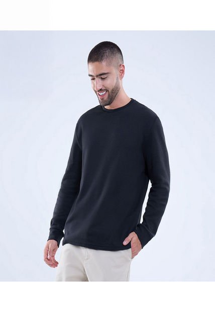 Buzo Para Hombre Cuello Redondo Color Negro Marca Ostu #60060504
