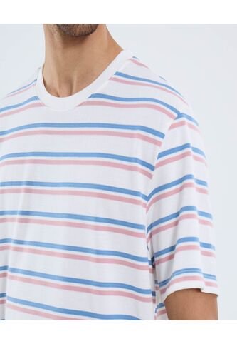 Camiseta Para Hombre Manga Corta Cuello Redondo Color Crema Marca Ostu #60091665 Ostu