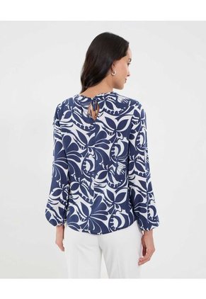 Blusa Para Mujer Manga 3/4 Color Azul Marca Ostu #40121210
