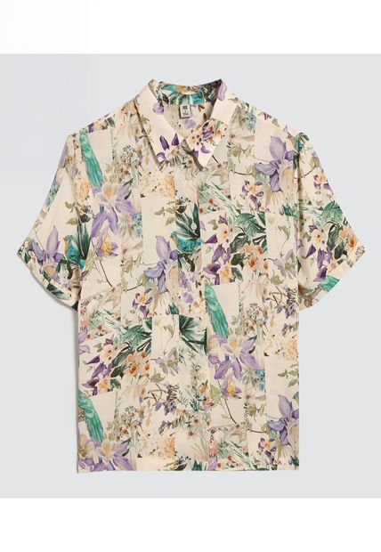 Camisa Para Mujer Manga Corta Color Crudo Marca Ostu #40010230