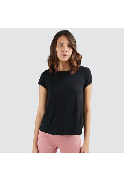 Camiseta Para Mujer Manga Corta Color Negro Marca Ostu #40090612