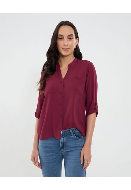 Blusa Para Mujer Manga 3/4 Color Vino Marca Ostu #40121153