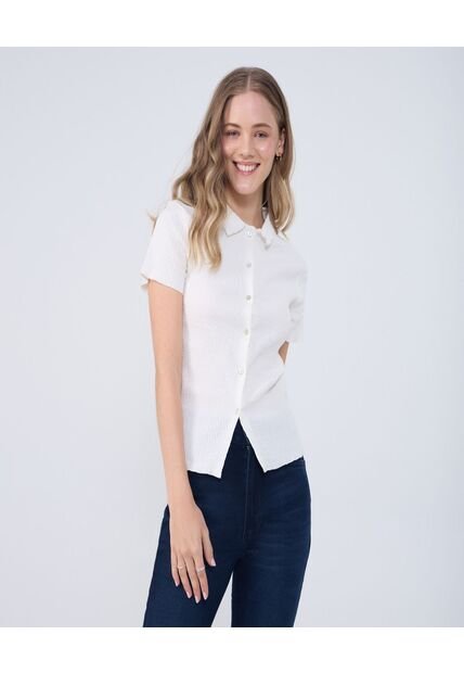 Blusa Para Mujer Manga Corta Color Crema Marca Ostu #40121130